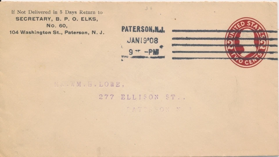 B.P.O.E. Elks Patterson New Jersey Lodge no. 60 Advertising cover 1908 - Image 1 of 1