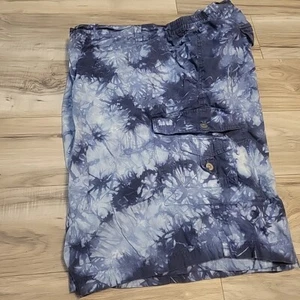 King Size Cargoshorts Herren 52 groß blau Batik flache Vorderseite Freizeit Taschen - Bild 1 von 10