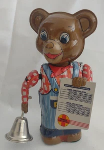 Fossil Blech Aufzieh R.R. Dirigent Bär Glockengeläut Dampfschiff Zeitplan T.K.Toy - Bild 1 von 8