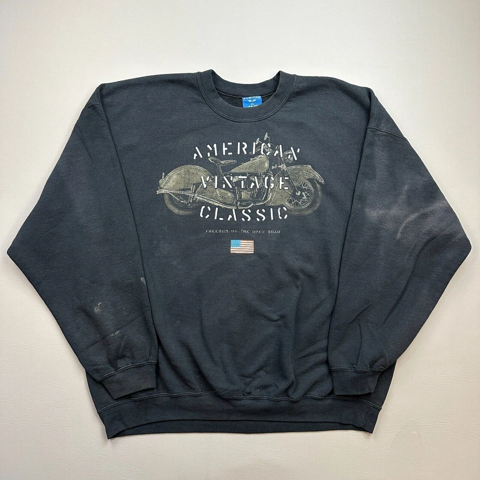 Moletom Puritano Vintage Masculino Extra Grande Preto Americano Vintage Motocicleta Clássica - Imagem 1 de 4