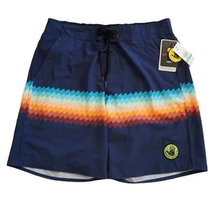 NWT BODY GLOVE Men's L/34 Vapor Navy Striped Swim Swimming Trunks Drawstring - Picture 1 of 3