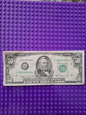 1981 $50 Fifty Dollar Bill Federal Reserve Note Chicago District G08694948A - Image 1 of 4