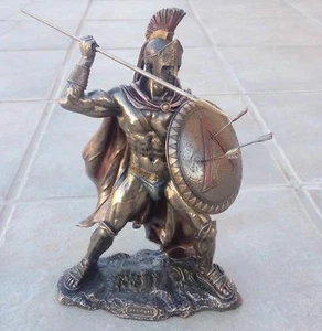 FIGURA DE ARTE GRIEGO VERONESO REY ESPARTANO LEÓNIDAS Escudo Lanza Flecha FIGURA Nueva - Imagen 1 de 1