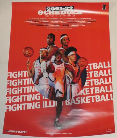 Illinois Fighting Illini 2021-22 basketball poster Kofi-Trent-Andre-DaMonte-Jacb Cover