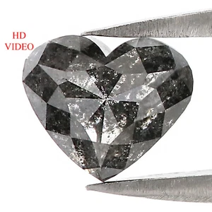 1.39 CT Natural Loose Heart Shape Diamond 6.20 MM Salt And Pepper Diamond LQ3038 - Picture 1 of 8