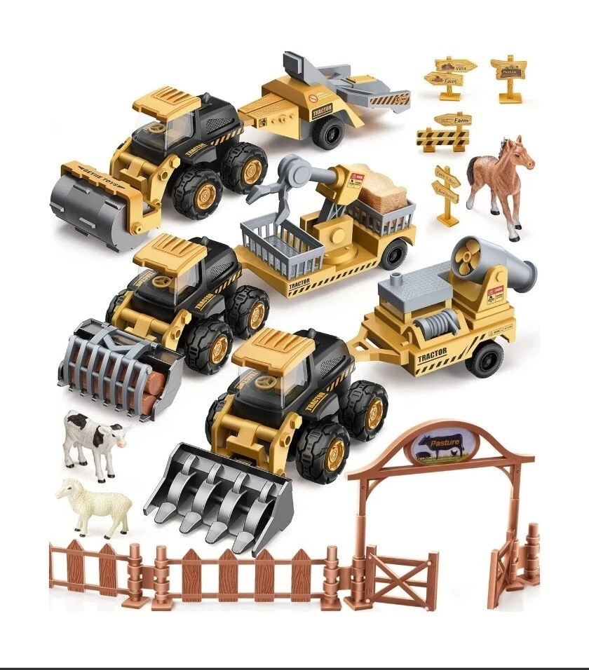 Farm Tractor Toys, Geyiie Farm Truck Tractor with Trailers Die Cast Shovel, 176 - Image 1 of 4