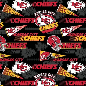 NFL - Kansas City Chiefs Retro Fabric - 18" x 44" - - Picture 1 of 1