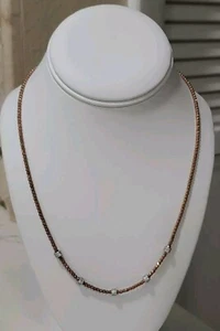 Gorgeous Signed LR Italy Sterling 925 Bronze Faceted Stones Necklace 20" - Picture 1 of 10