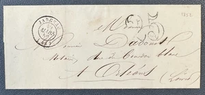 -=-=-=- Lettre de JARGEAU (LOIRET) pour Orleans / 1852 Taxe 25 Centimes =-=-=- - Imagen 1 de 2