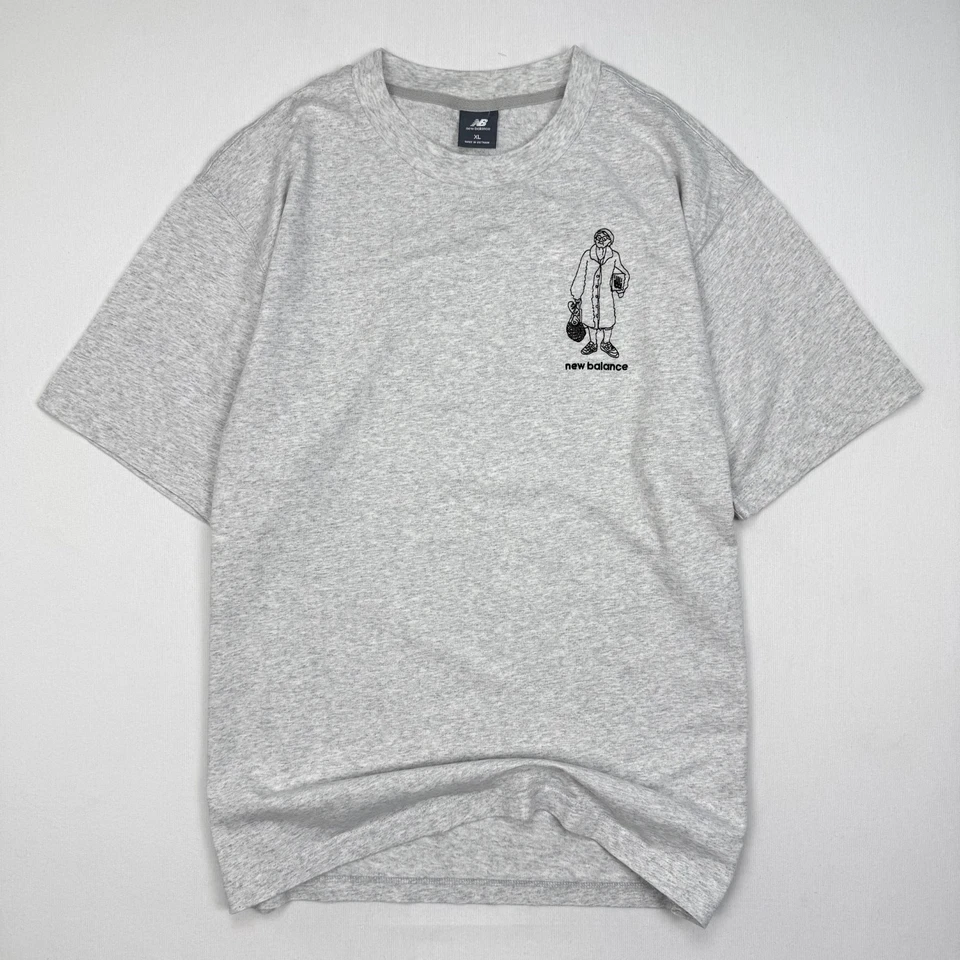 New Balance T-Shirt Mens XL Streetwear Grey Graphic Embroidered Cotton Tee - Image 1 of 4