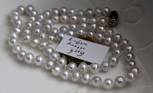 Aurora very grey 5-6 mm Japanese Akoya pearl necklace 43-44cm - Imagen 1 de 8