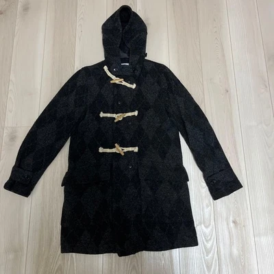Engineered Garments Duffel Coat XS Wool Black/Gray Argyle - Image 1 of 4
