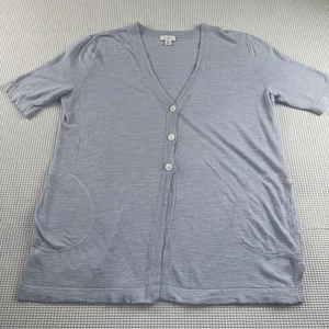 Top casual Jill blu chiaro con bottoni manica corta scollo a V lino/rayon taglia XSP - Foto 1 di 12