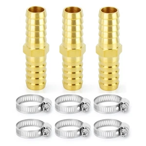 Brass Hose Barb Fittings, Splicer Mender Union 7/8" Barb x 7/8" Barb with Hos... - Bild 1 von 6