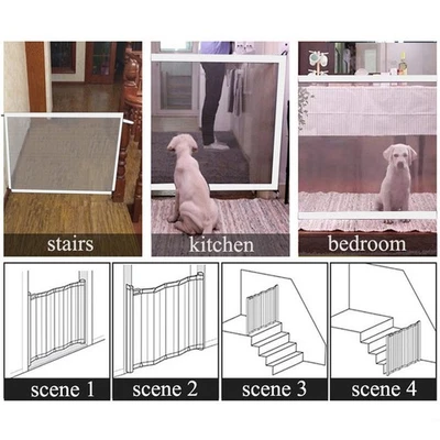 (White)Baby Gates For Stairs Mesh Pet Gate Cat Gate With Telescopic Rods 4 - Image 1 of 4