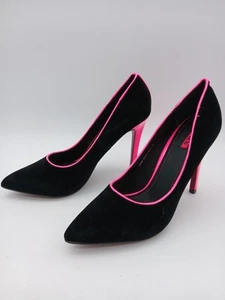 Jumex Black Pink Stiletto Heels Pointed Toe UK 7 Eye-Catching Design - Picture 1 of 6