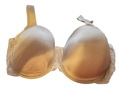 Breezies Womens Luxe Lace T-Shirt Bra Lined Underwire 42DDD Beige New - Image 1 of 4