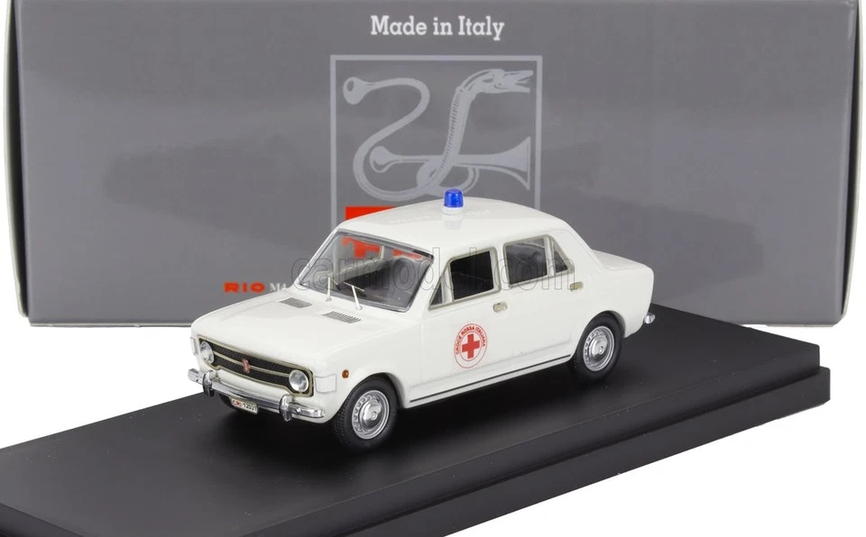1 43 RIO Fiat 128 C.R.I. Croce Rossa Italiana Ambulance 1970 White RIO4759