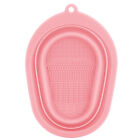 Brush Cleaner Mat Foldable Convenient Durable Brush Bowl Travel(Pink ) BLW