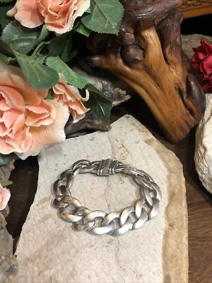 23. Brazalete vintage de plata de ley 925 con eslabones de cadena para hombre 58,6 g, 7 5/8" Foto 1 de 4