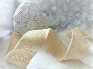 Eleganza Natural HESSIAN IVORY - Wire Edge Ribbon - 32mm 50mm & 70mm oddments - Picture 1 of 9