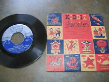 KIDDIE FAVORITES 45 rpm RECORD Zebra Rocket Ship Whale Cat Top's Music 1950s Vtg