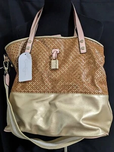 Jessica Simpson Getaway Tote Luggage Bag Purse Peach Orange Soft Gold New READ* - Picture 1 of 10