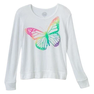 SO Girl's Plus 16 18 20  Butterfly Sequin Ivory Sweater Top NEW $30 - Picture 1 of 1