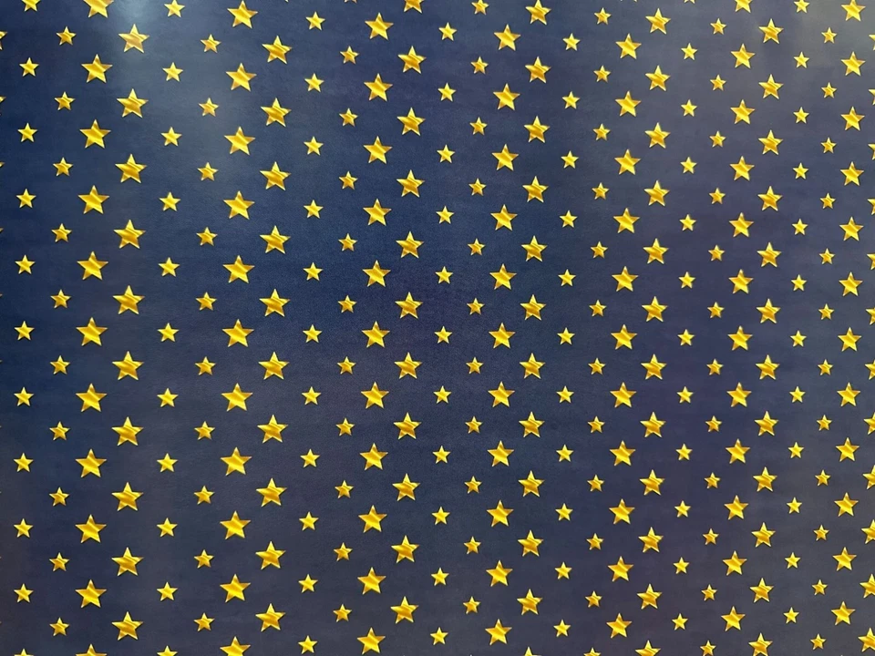 Hallmark Wrapping Paper Christmas Gold Stars Blue 100 sq ft Jumbo Roll Holiday - Image 1 of 2