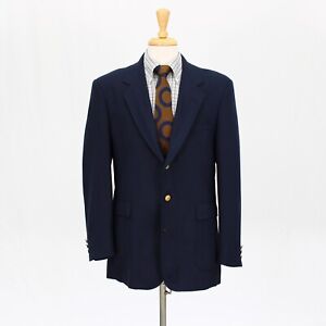 Orvis 42L Navy Sport Coat Blazer Jacket Solid 3B Wool