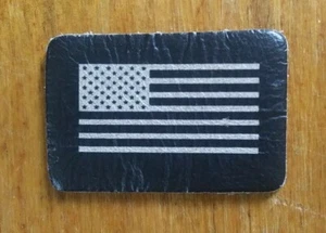 Mini PELLE bianco e nero bandiera USA motociclista moto toppa pelle - Foto 1 di 5