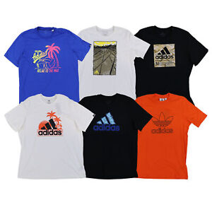 Adidas Homme T-Shirt Col Crew Manches T-shirt Haut Coton Mélangé T-shirt Neuf avec étiquettes