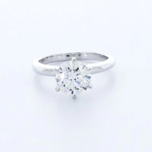 ANILLO SOLITARIO CLÁSICO DE 6 PUNTAS PLATINO CORTE REDONDO G/VS2 DIAMANTE NATURAL 2,0 QUILATES - Imagen 1 de 7