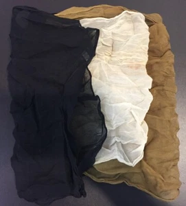 Unbranded Rectangular Scarf Black, White, Brown Slightly Transparent Fabric - Picture 1 of 5