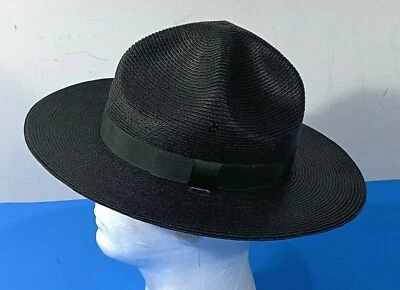 NOVO CHAPÉU DE PALHA ESTILO CAMPANHA GALS ABA TRIPLA AZUL MARINHO 6 1/2 LONGO OVAL - Imagem 1 de 4