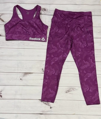 Conjunto de Treino Reebok Sutiã Esportivo e Leggings Roupa Ativa Tamanho M Roxo COMO NOVO!!! - Imagem 1 de 4