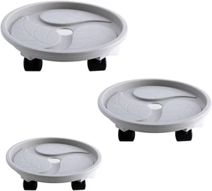 3 Packs Plant Caddy with 4 Wheels and Drainage Tray, Garden Rolling Plant Sta... - Picture 1 of 12