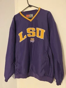 LSU TIGERS Pro Player Stitched Retro Logo V-Neck Pullover Jacket Pockets Large - Picture 1 of 4