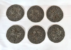 Williams Sonoma Metallic Beaded Star Round Coasters Set of 6 - Picture 1 of 3