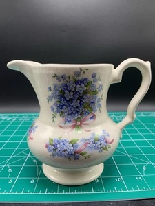 BURLEIGH IRONSTONE Staffordshire England Blue FLORAL Creamer - Picture 1 of 21