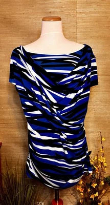 Top De Colección New York & Company Y2K Nylon Talla Grande Azul Escote Cortina Años 90 2000 Foto 1 de 3