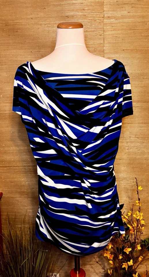 Top De Colección New York & Company Y2K Nylon Talla Grande Azul Escote Cortina Años 90 2000 Foto 1 de 3