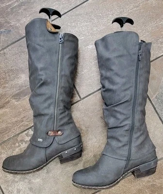 Bota Rieker para mujer Bernadette talla EUR 40/ EE. UU. 8,5-9 gris alta forrada con cremallera  Foto 1 de 4