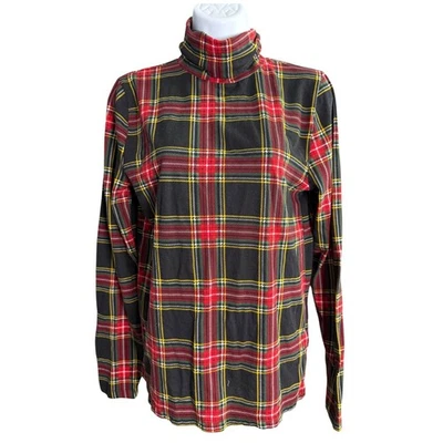 Camisa J.Crew Roja Tela Escocesa Cuello Alto M Preppy Clásica Academia Dinero Antiguo Foto 1 de 4