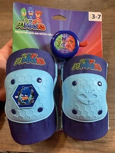 PJ MASKS Bicycle Protective Gear And Bicycle Bell Ages 3-7 Knee And Elbow Pads - Picture 1 of 2