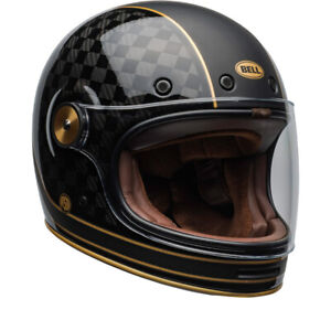 Bell Bullitt Carbon Rsd Check It Replica Black Gold Full Face Helmet Motorcyc...