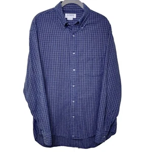 Camisa J Crew de franela con botones para hombre mediana azul marino y tostado con bolsillo manga larga - Imagen 1 de 5