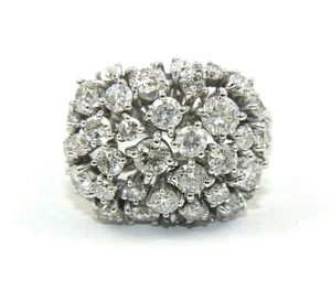 Natural Round Diamond Cluster Lady's Ring 14k White Gold 2.73Ct - Picture 1 of 7
