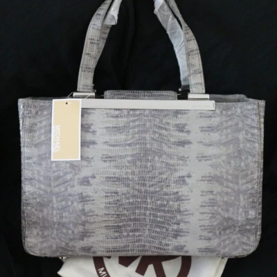 NWT Michael Kors MK Gray Python Leather Top Zip E/W Tote Shoulder Bag Purse NEW - Image 1 of 4