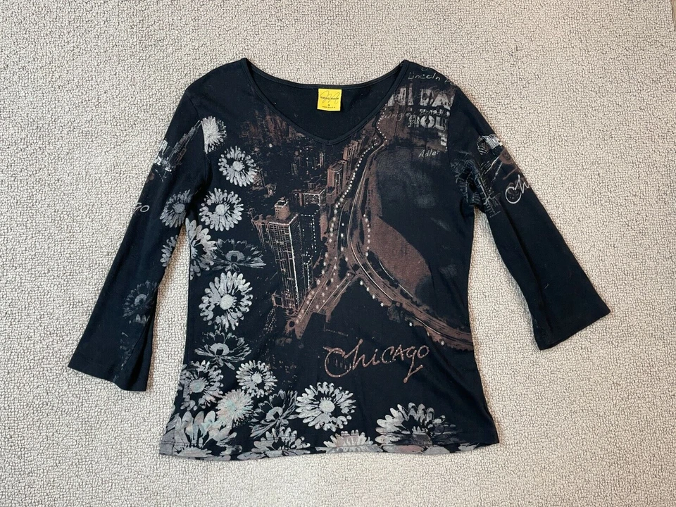 Katina Marie Women's Small Long Slv Knit Chicago Shirt Made in USA 100% Cotton - Image 1 of 4